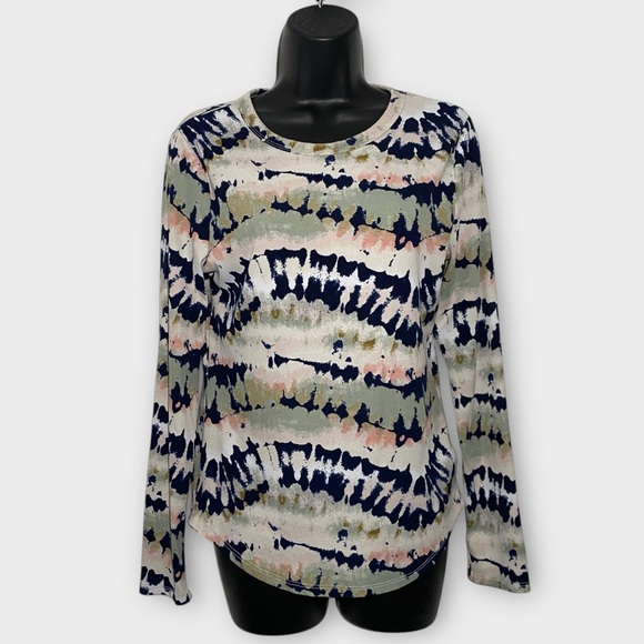 No Boundaries Juniors Ribbed Crewneck Long Sleeve Tie Dye Top Size Large 11-13 - Picture 1 of 7